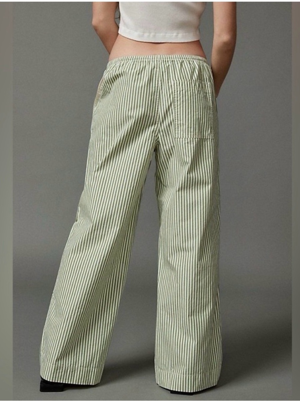 Urban Outfitters BDG Green and White Striped Wide-Leg Pants - Picture 3 of 9